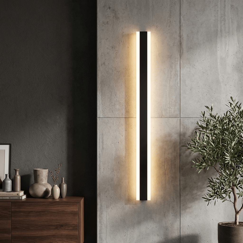 Svart LED-vägglampa i aluminium — vattentät, slimmad arkitektonisk design