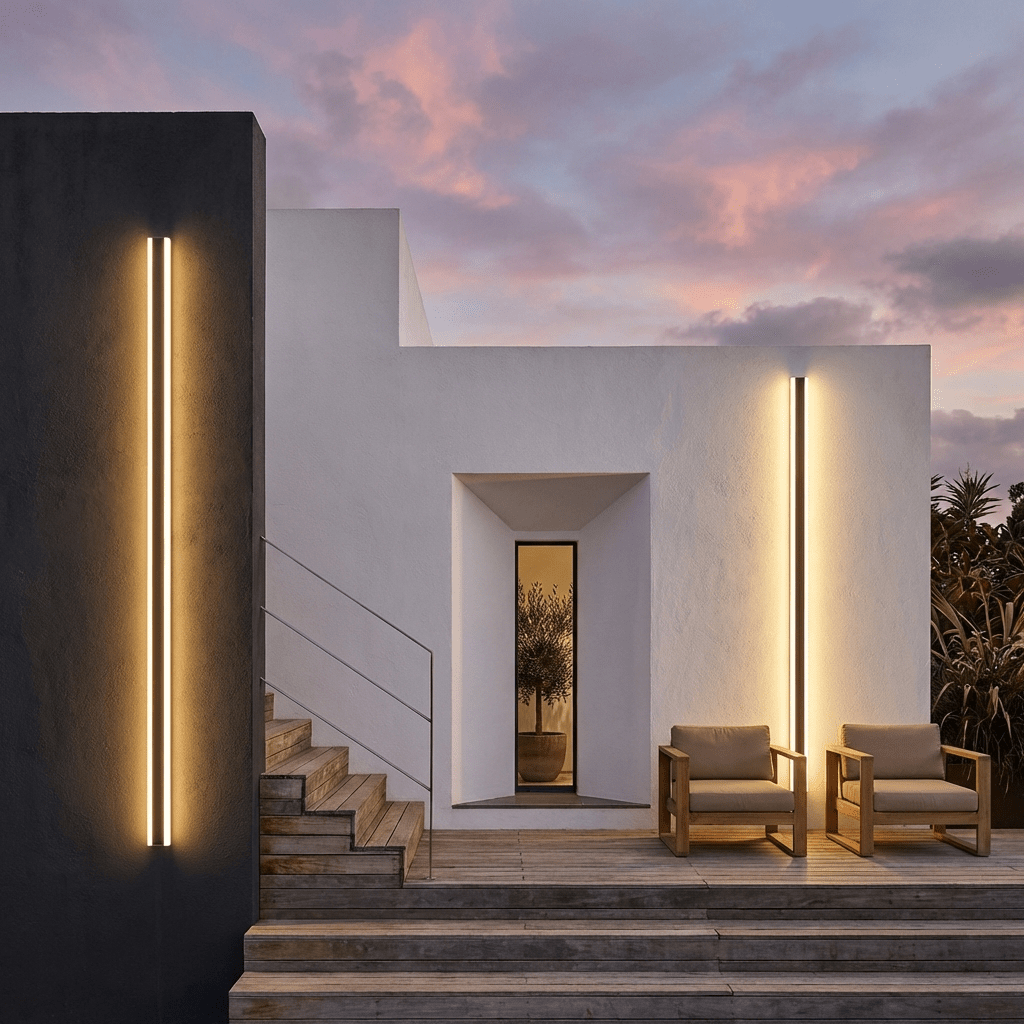 Svart LED-vägglampa i aluminium — vattentät, slimmad arkitektonisk design