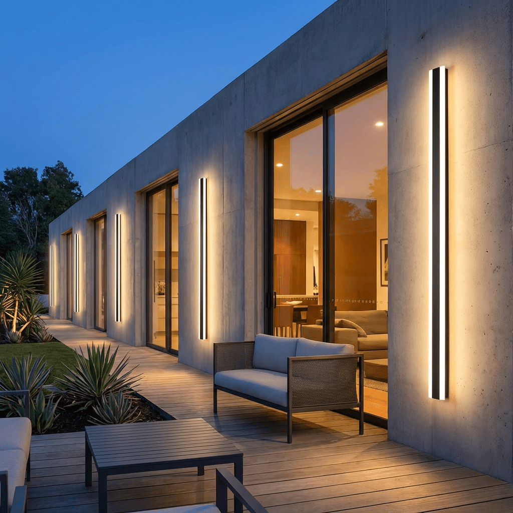 Svart LED-vägglampa i aluminium — vattentät, slimmad arkitektonisk design