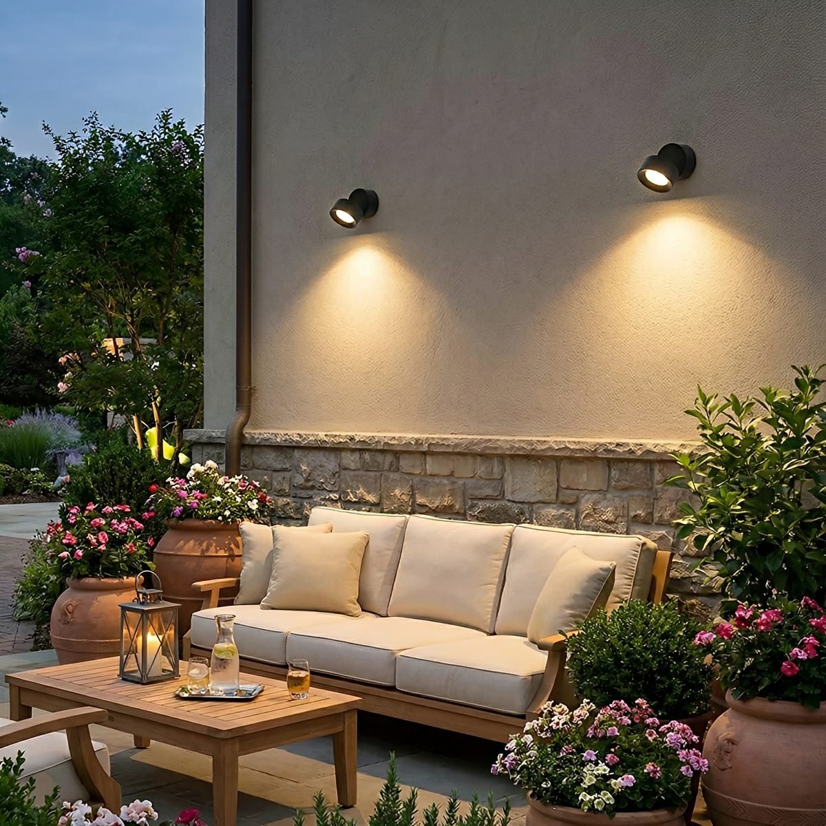 Outdoor LED Spotlight with Adjustable Head 12W Aluminum Wall-Mount Light for Garden Patio Entryway Landscape