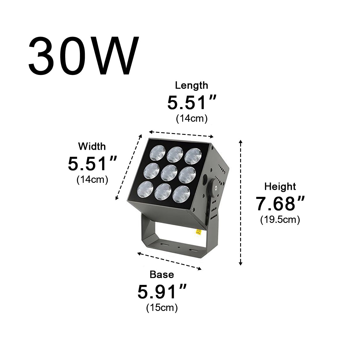 Šedý nastavitelný voděodolný LED reflektor, tlakově litý hliník, 20W-80W