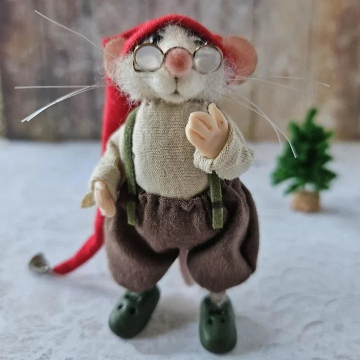 Figurine de souris en laine feutrée faite à la main - décoration pour sapin de Noël