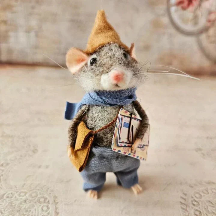 Figurine de souris en laine feutrée faite à la main - décoration pour sapin de Noël