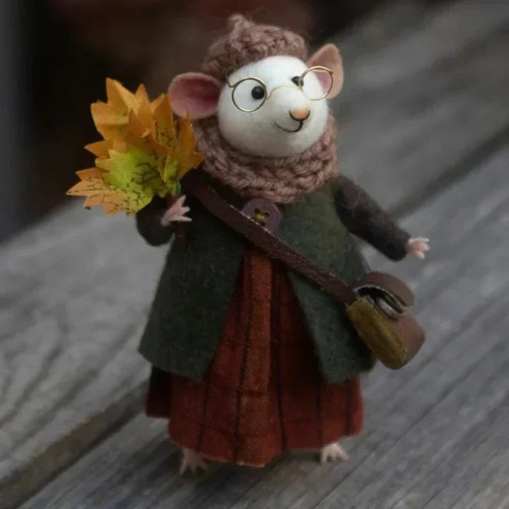 Figurine de souris en laine feutrée faite à la main - décoration pour sapin de Noël