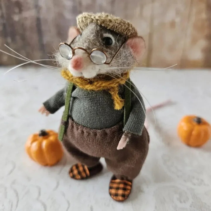 Figurine de souris en laine feutrée faite à la main - décoration pour sapin de Noël