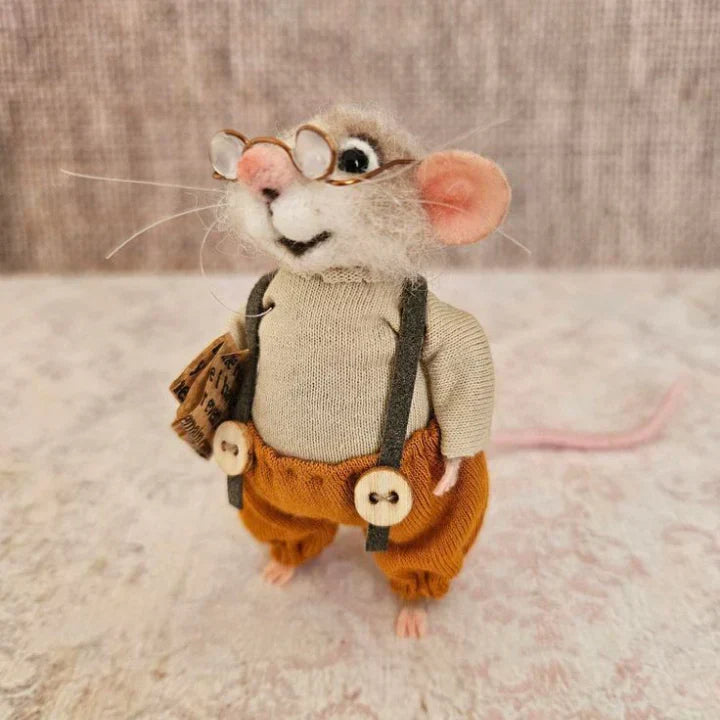 Figurine de souris en laine feutrée faite à la main - décoration pour sapin de Noël