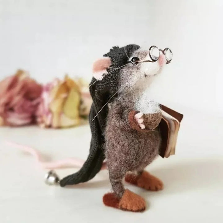 Figurine de souris en laine feutrée faite à la main - décoration pour sapin de Noël