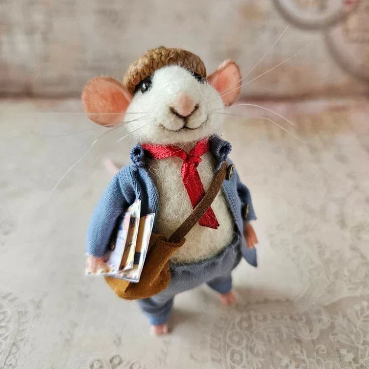 Figurine de souris en laine feutrée faite à la main - décoration pour sapin de Noël
