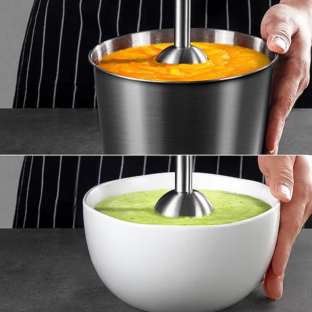 Stavmixer med 4 funktioner — 1200W, 6 hastigheter, hackare, visp och bägare
