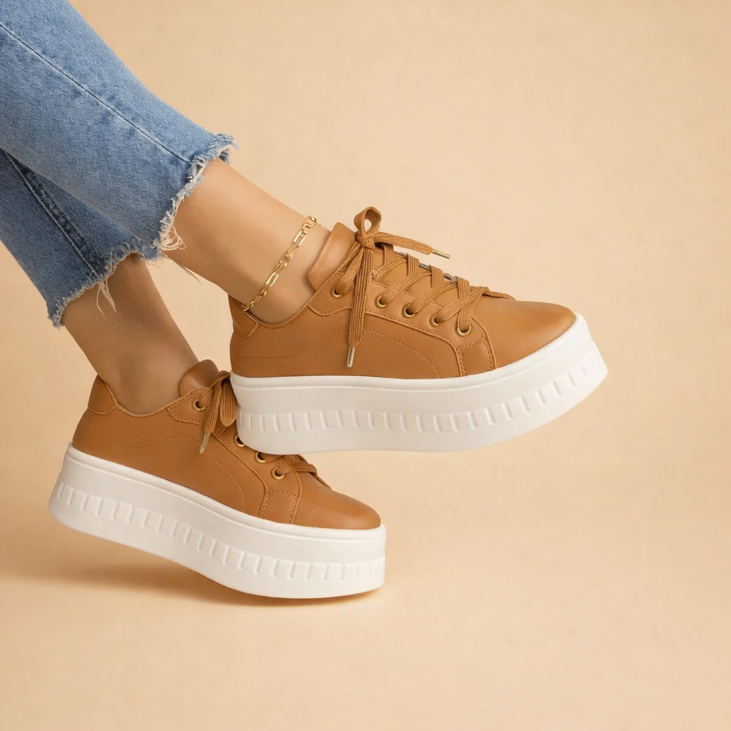 Women's Thick-Sole Lace-Up Athletic Sneakers — Height-Boosting