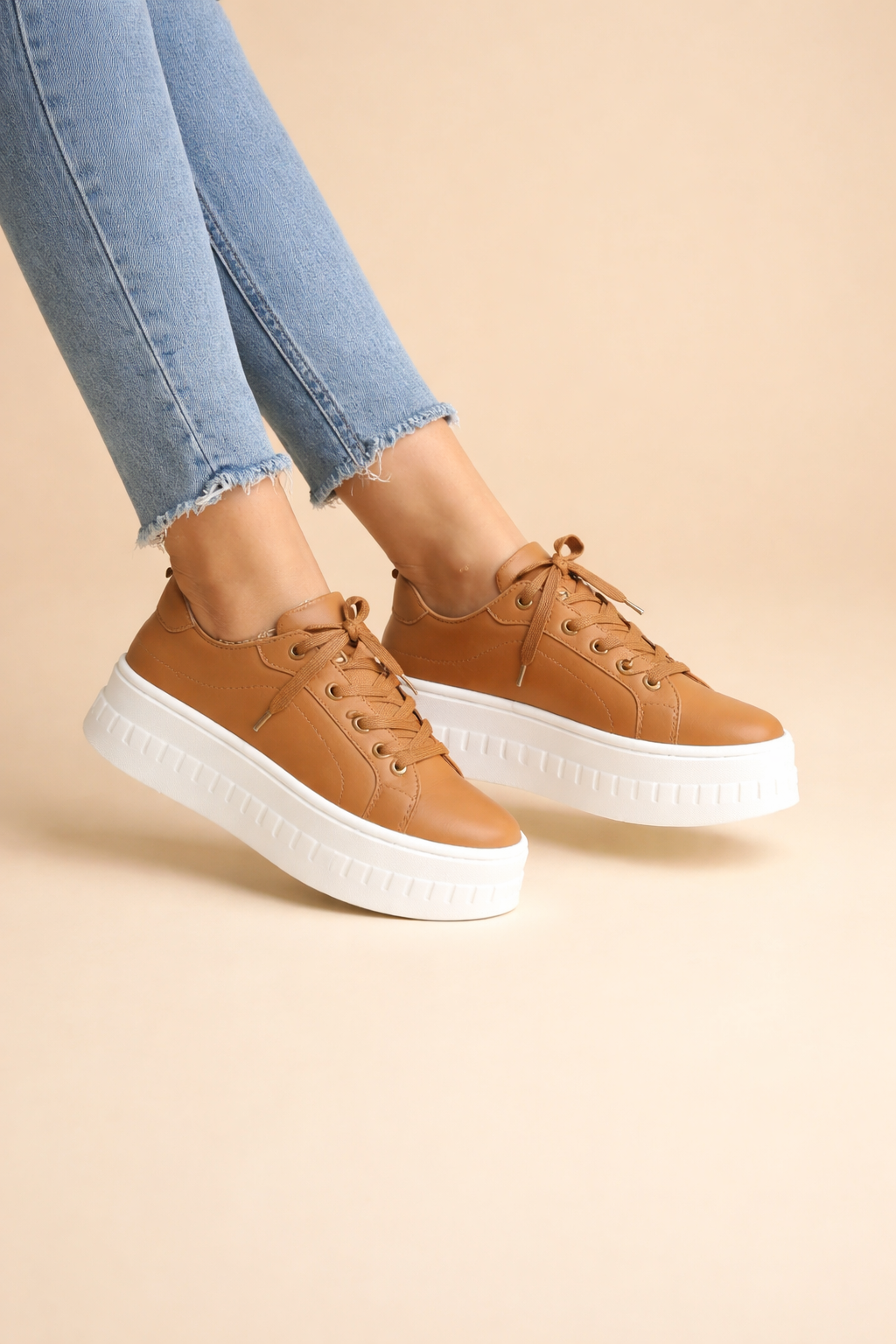 Women's Thick-Sole Lace-Up Athletic Sneakers — Height-Boosting