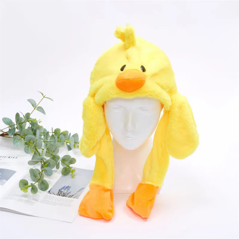Interactive Plush Hat with Pop-Up Ears and Squeeze Paws